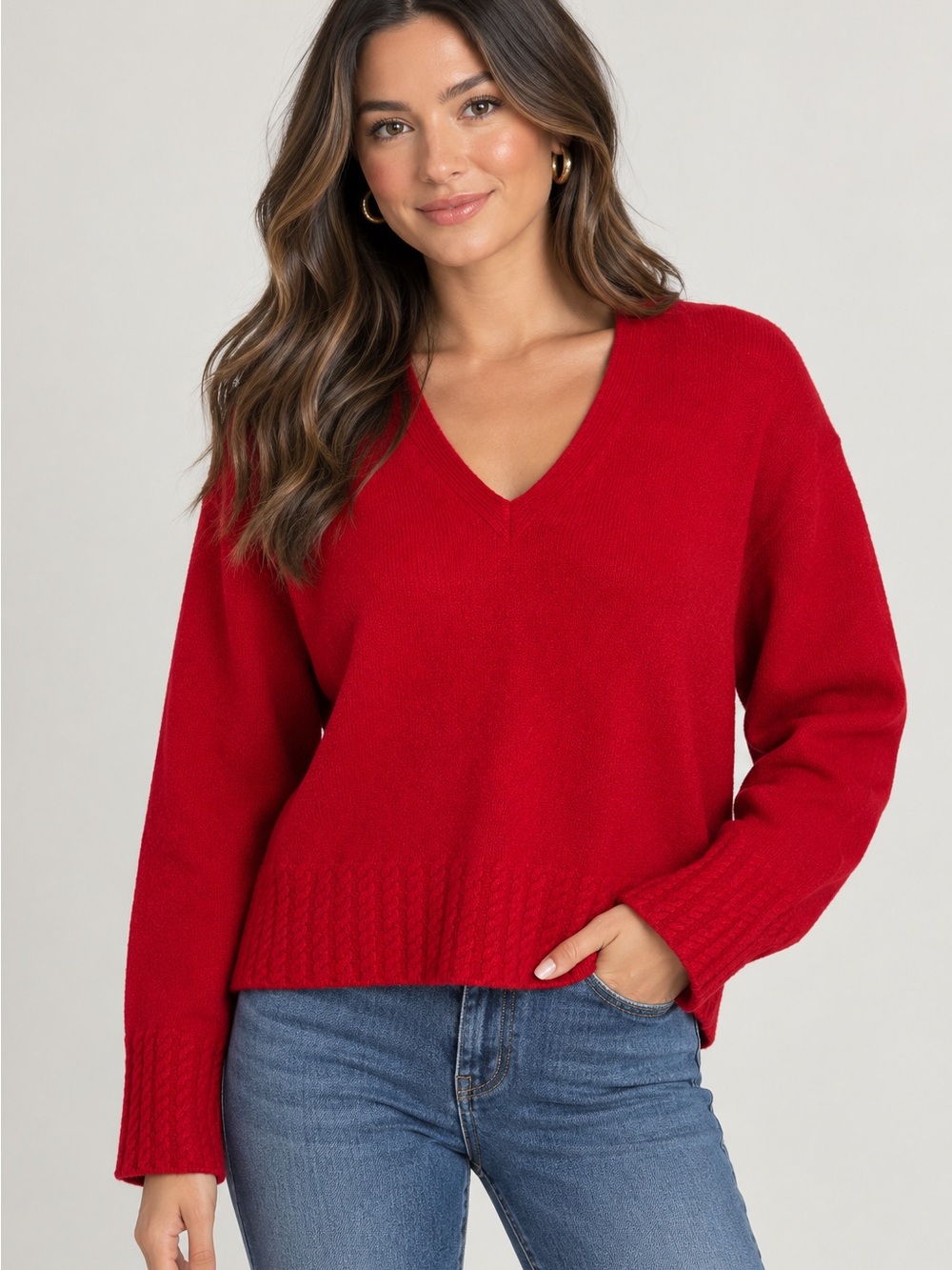 Universal Thread Women's Red V-Neck Sweater